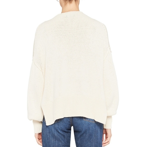 NWT Theory Chunky Knit Slit Pullover Sweater Ecru Medium - Picture 2 of 9